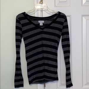 Striped long sleeve, v-neck shirt